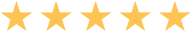 Cinco estrellas doradas en fila sobre un fondo blanco.